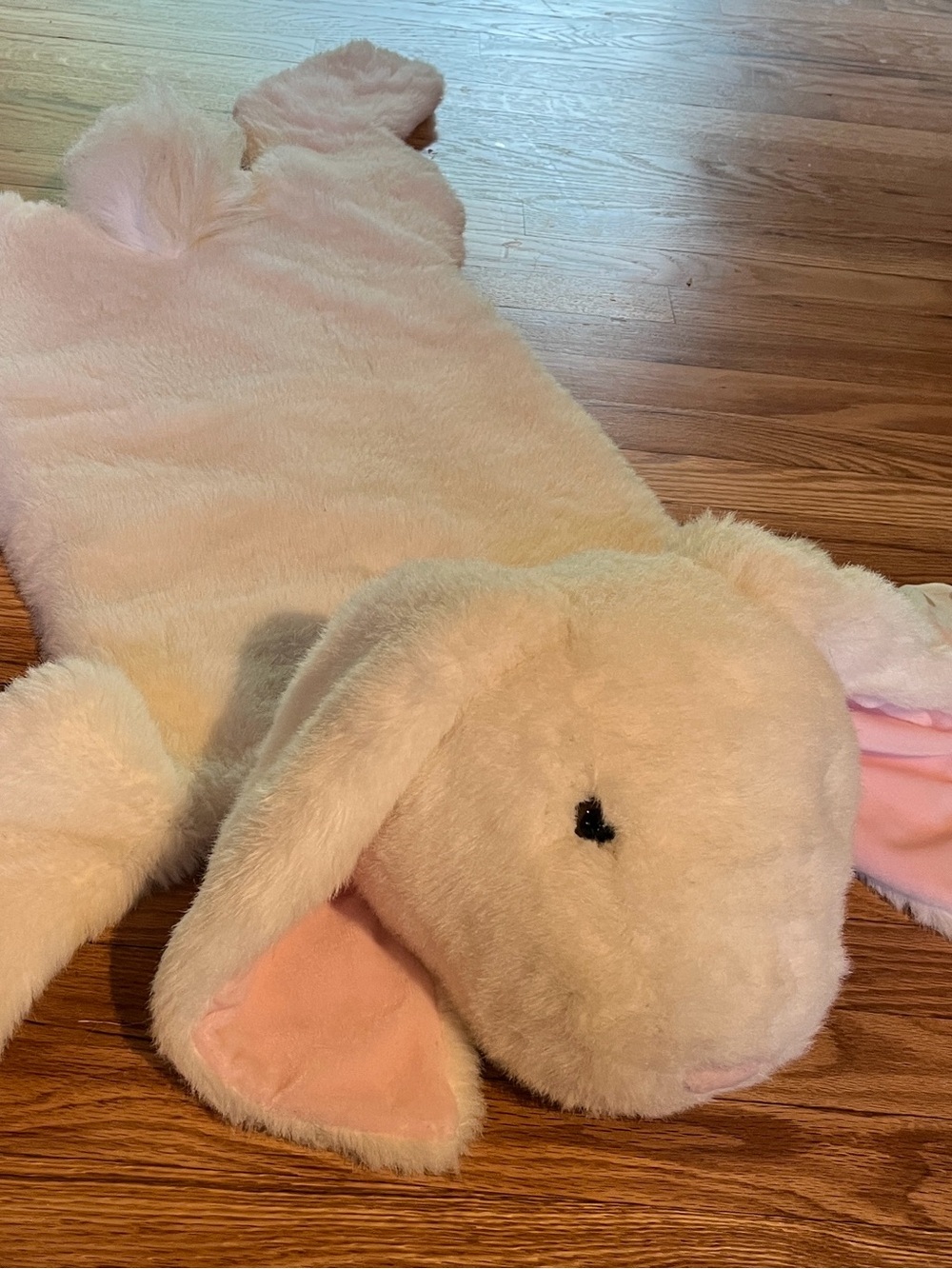 Vtg 1999 Manhattan Toy Company Plush Bunny Floor Rug Playmat Cream Pink